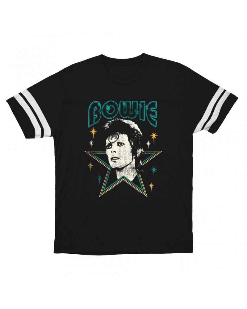 David Bowie T-Shirt | Star Power Distressed Football Shirt $16.15 Shirts