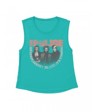 The Police Ladies' Muscle Tank Top | JFK Statium 1983 Concert Distressed Shirt $10.87 Shirts