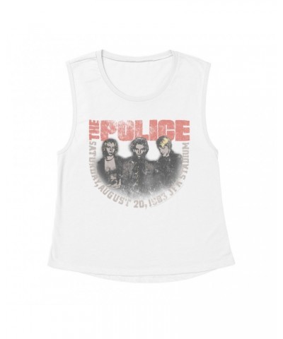 The Police Ladies' Muscle Tank Top | JFK Statium 1983 Concert Distressed Shirt $10.87 Shirts