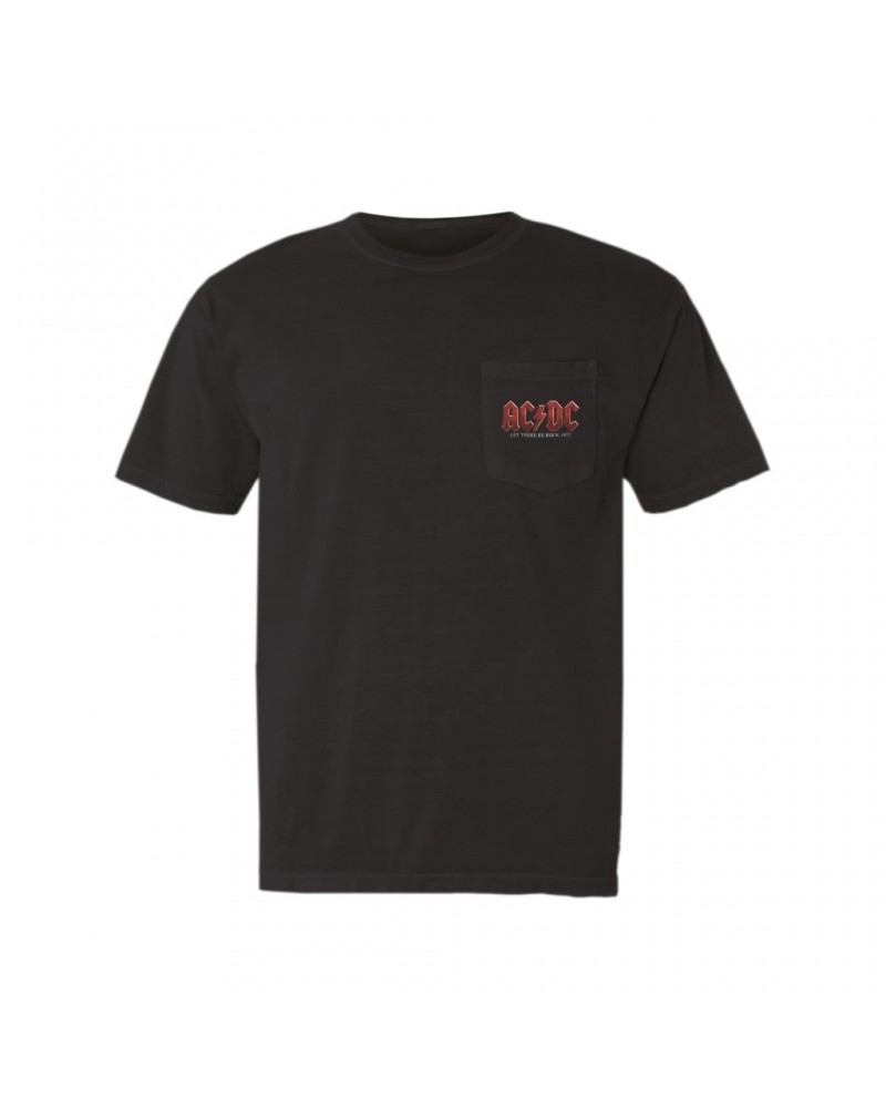 AC/DC T-Shirt | Let There Be Rock 1977 Design Distressed Pocket T-shirt $11.08 Shirts