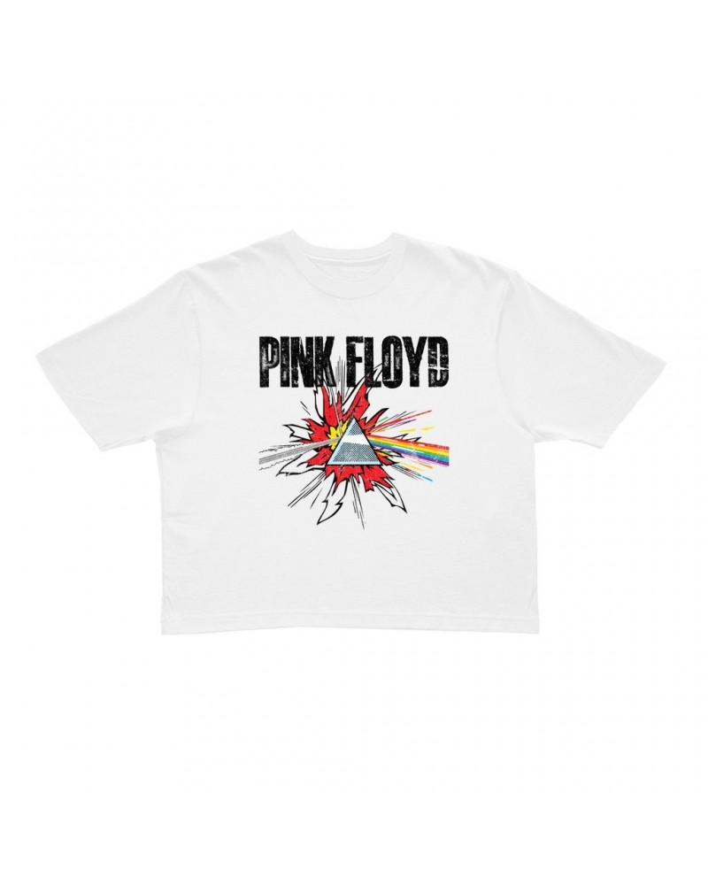 Pink Floyd Ladies' Crop Tee | Pop Art Prism Distressed Crop T-shirt $9.16 Shirts