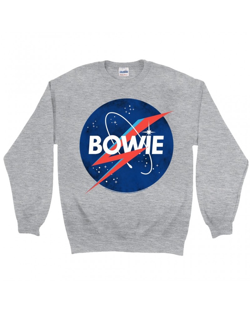 David Bowie Sweatshirt | Bowie NASA Inspired Logo Sweatshirt $16.43 Sweatshirts