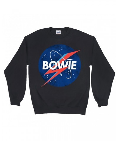 David Bowie Sweatshirt | Bowie NASA Inspired Logo Sweatshirt $16.43 Sweatshirts