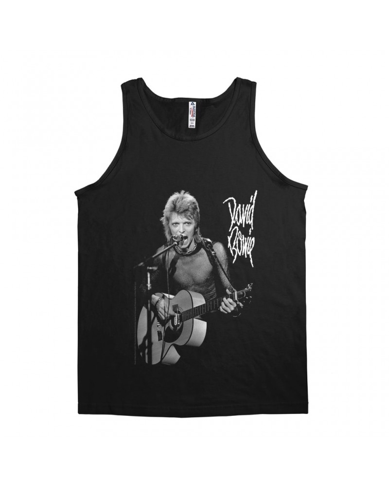 David Bowie Unisex Tank Top | Mick Rock Photo In Concert Shirt $12.48 Shirts