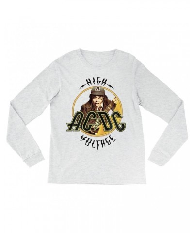 AC/DC Heather Long Sleeve Shirt | High Voltage Album Design Distressed Shirt $14.68 Shirts