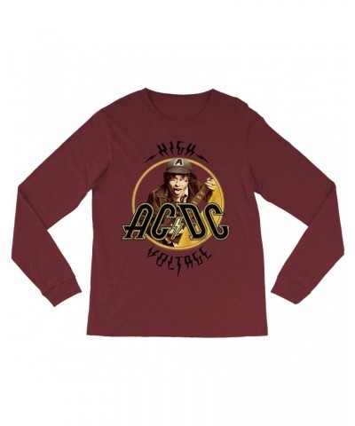 AC/DC Heather Long Sleeve Shirt | High Voltage Album Design Distressed Shirt $14.68 Shirts