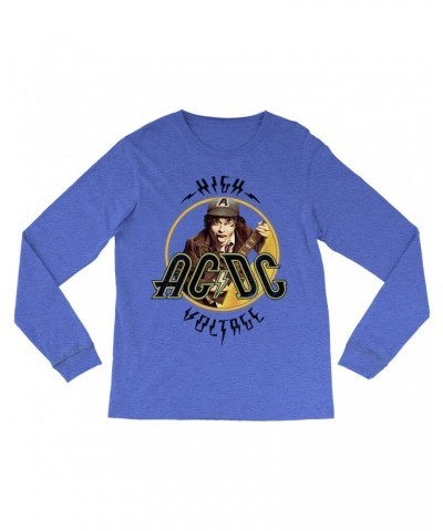 AC/DC Heather Long Sleeve Shirt | High Voltage Album Design Distressed Shirt $14.68 Shirts