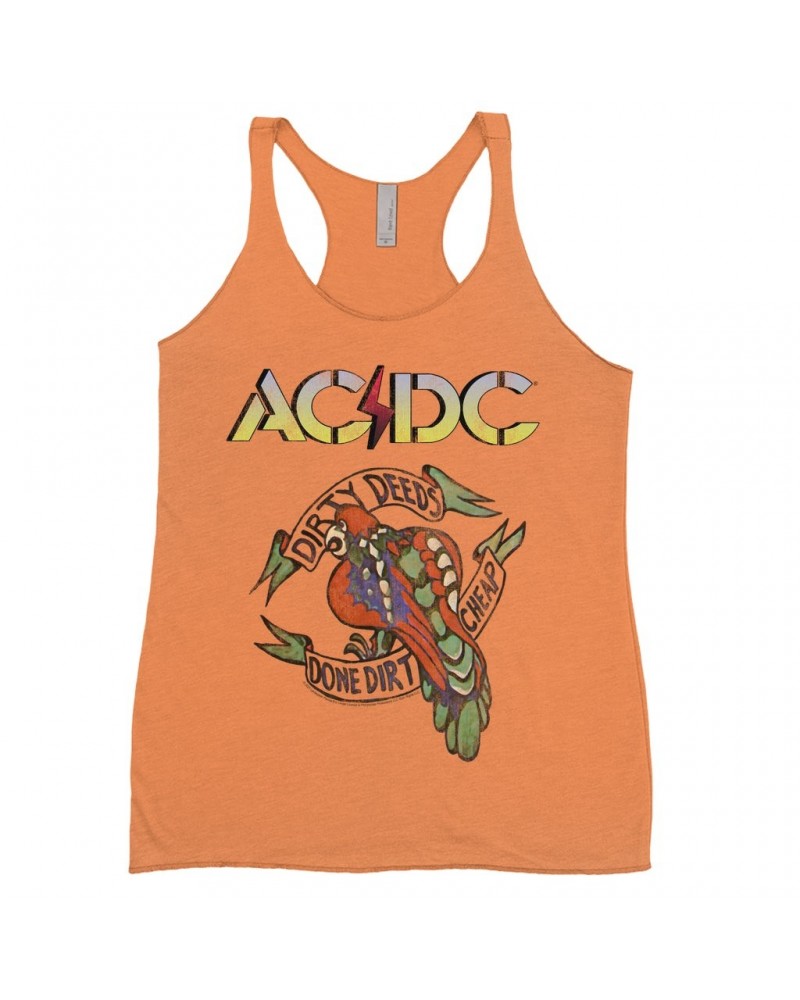 AC/DC Bold Colored Racerback Tank | Dirty Deeds Done Dirt Cheap Tattoo Design Shirt $11.87 Shirts