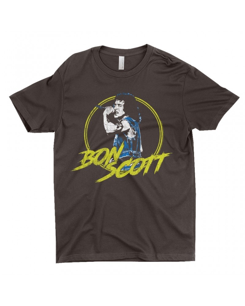 Bon Scott T-Shirt | Circular Pop Art Yellow Shirt $9.73 Shirts