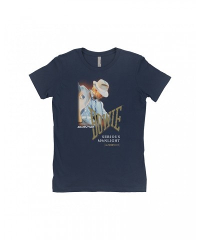 David Bowie Ladies' Boyfriend T-Shirt | 1983 Serious Moonlight Tour Image Design Shirt $9.73 Shirts