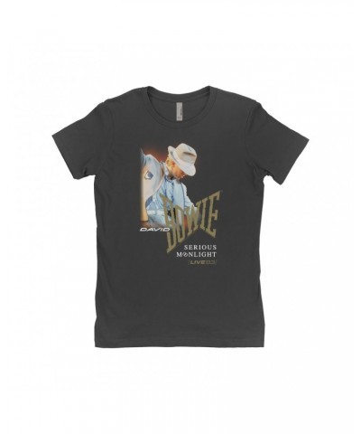 David Bowie Ladies' Boyfriend T-Shirt | 1983 Serious Moonlight Tour Image Design Shirt $9.73 Shirts