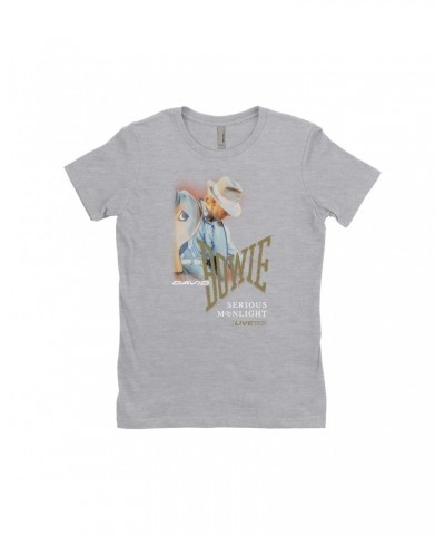 David Bowie Ladies' Boyfriend T-Shirt | 1983 Serious Moonlight Tour Image Design Shirt $9.73 Shirts